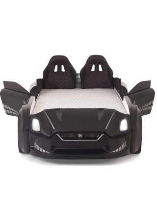 Ліжко машина чорна з підсвічуванням Порше-911